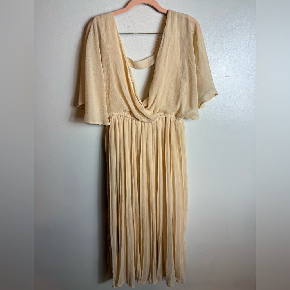 Hayden Womens Pleated Maxi Dress Lined Medium Style#HY2699 Flutter Sleeve Spring